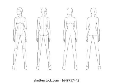 Fashion Template Standing Women 9 Head Stock Vector (Royalty Free ...