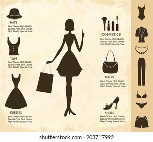 Fashion template. Vintage style