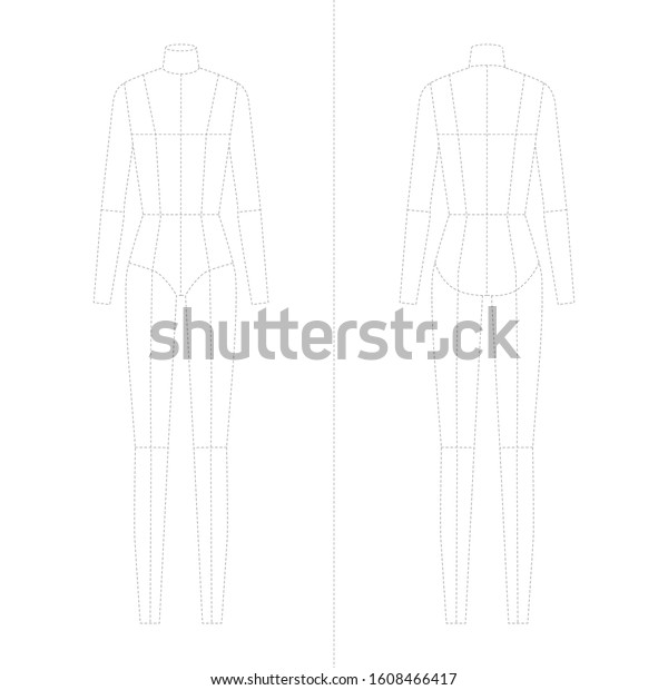 Fashion Template Women Body Technical Drawings Stock Vector (Royalty ...