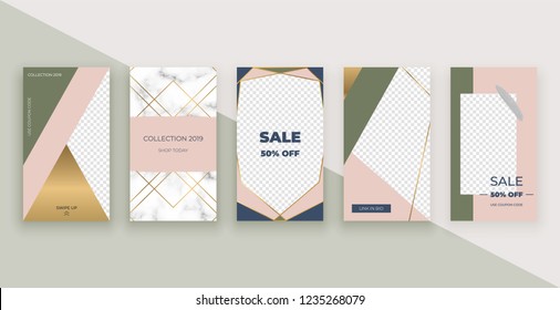 Fashion templates for Instagram Stories. Modern covers design for social media, flyers, card.
