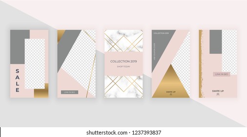 Fashion templates for Instagram Stories. Modern covers design for social media, flyers, card.
