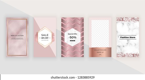 Fashion templates for Instagram Stories. Modern covers design for social media, flyers, card.
