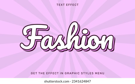 Plantilla de efecto de texto de moda en diseño 3d. Emblema de texto para publicidad, marca, logotipo comercial