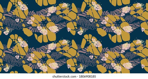 Fashion textile fabric seamless vector pattern background, autumn colors, soft palette, mustard color, trendy design