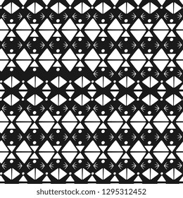 Fashion textile print seamless pattern motif with aztec stripes hand drawn black and white colors vector illustration