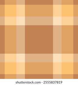 Fashion texture check vector, serene plaid pattern textile. 2024 fabric background tartan seamless in orange and amber colors palette.