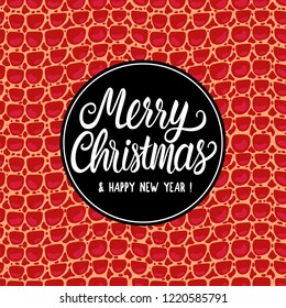 Fashion texture Leather red bright color. Merry Christmas and New Year luxurious holiday design card. Vector Hand drawn background