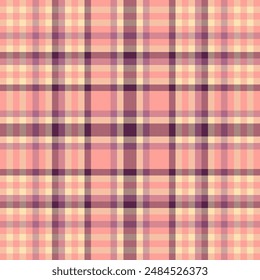 Fashion texture pattern check, folded textile fabric vector. Invitation background tartan plaid seamless in pink and red colors palette.