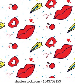 fashion themed background with lips and cherry