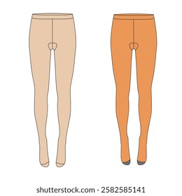 Fashion tights for women vector design technical flat drawing by adobe illustrator.