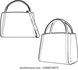 Fashion tote bags drawing silhouette technical drawing bags design ladies handbag