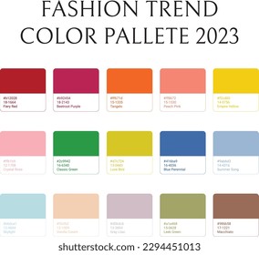 Fashion Trend Color guide palette 2023. An example of a color palette vector. Color palette for fashion designers, fashion businesses, garments, and paints companies