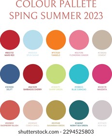 Fashion Trend Color guide palette 2023. An example of a color palette vector. Color palette for fashion designers, fashion businesses, garments, and paints companies