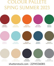 Fashion Trend Color guide palette 2023. An example of a color palette vector. Color palette for fashion designers, fashion businesses, garments, and paints companies