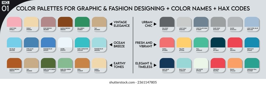 Fashion Trend Color guide palette. An example of a graphic design color palette vector. Forecast of the future color. color palette for fashion designers, business, garments, and paints colors company