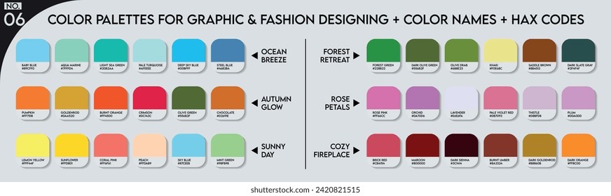 Fashion Trend Color guide palette 2024-25. An example of a color palette vector. Forecast of the future color. Color palette for fashion designers, fashion business, garments, and paints companies