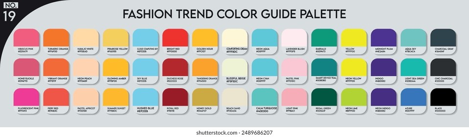 Fashion Trend Color guide palette no.19. An example of a color palette vector. Forecast of the future colors. color palette for fashion designers, businesses, garments, plastic and paint color company