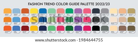 Fashion Trend Color guide palette 2022-23. An example of a color palette vector. Forecast of the future color. Color palette for fashion designers, fashion business, garments, and paints companies