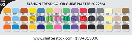 Fashion Trend Color guide palette 2022-23 no.02. An example of a color palette vector. Forecast of the future color. color palette for fashion designers, business, garments, and paints colors company Imagine de stoc © 