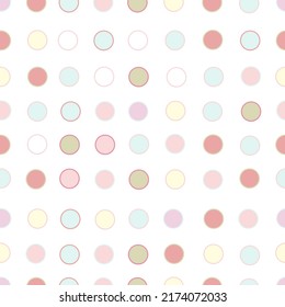 Fashion trend retro pastel dots seamless fabric design pattern