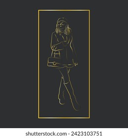 fashion trend vector logo with female model