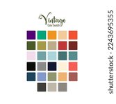 Fashion Trend Vintage Color guide palette 2023-24. An example of a color palette vector. Color palette for fashion designers, business, garments, and paints colors company