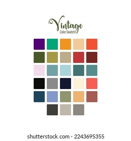 Fashion Trend Vintage Color guide palette 2023-24. An example of a color palette vector. Color palette for fashion designers, business, garments, and paints colors company