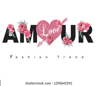 fashion trend,for t-shirt slogan, Amour phrase graphic vector Print Fashion lettering - Vektör