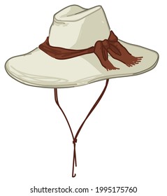 Fashion and trends in safari apparel and outfits, isolated summer hat, cap with decorative ribbon. Headwear protection from sunshine. Costume for adventurers and travelers. Vector in flat style