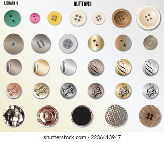 FASHION TRENDY BUTTONS FOR SHIRT, PANT, DRESSES, TOPS  AND FOR ALL KIND OF TEXTILE VECTOR SKETCH