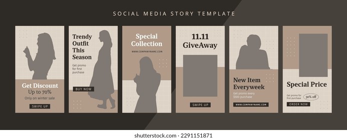Fashion trendy editable social media story post for template promotion. Discount ads banner vector