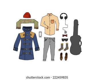 Fashion trendy look book. Isolated. Vector.