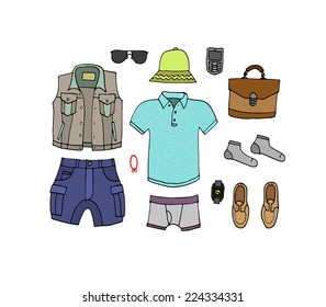 Fashion trendy look book. Isolated. Vector.