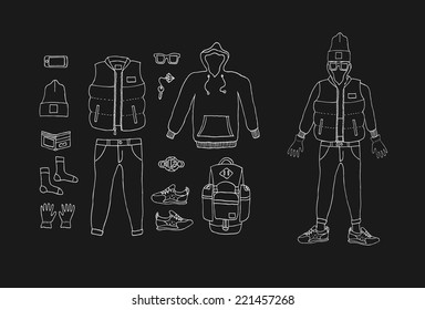 Fashion trendy look. Isolated. Vector.