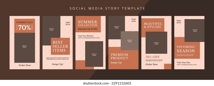 Fashion trendy minimalist editable social media story post for template promotion. Discount ads banner vector