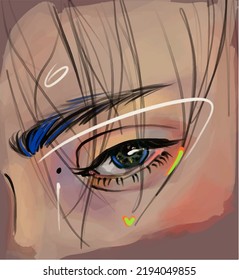 Fashion and trendy vector illustration of a piercing male gaze.