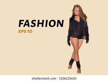 Fashion from triangles. Lowe poly fashion. Vector illustration