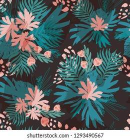 Fashion Tropical Floral Seamless Pattern 