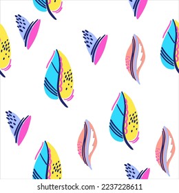 Fashion tropical funny wallpapers. Seamless pattern with leaf on white  background.