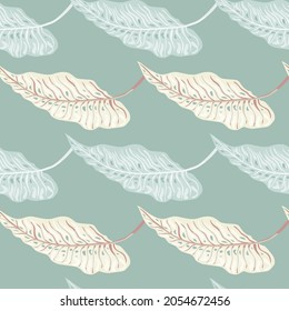 Fashion tropical seamless pattern with leaves. Vintage botanical foliage plants wallpaper. Exotic hawaiian backdrop. Design for fabric, textile print, wrapping, cover. Vector illustration