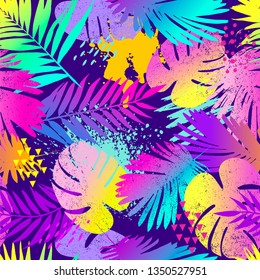 Fashion tropics funny wallpapers. Seamless pattern with leaf on white background.