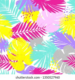 Fashion tropics funny wallpapers. Seamless pattern with leaf on white background.