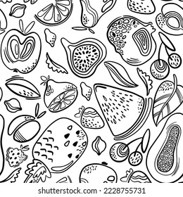 Fashion tropics funny wallpapers. Seamless pattern with fruits. Bright summer illustration. 