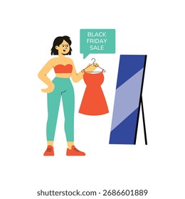 Fashion Try Flat Vector Illustration 