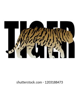 Fashion T-shirt print with tiger silhouette and pattern