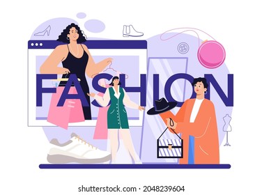 Fashion typographic header. Modern, creative job, professional fashion and beauty industry character. Personal stylist and shopper services. Flat vector illustration