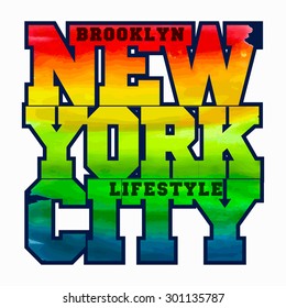 Fashion Typography label. New York Sport T-shirt Design, no gradient and transparency - vector illustration 