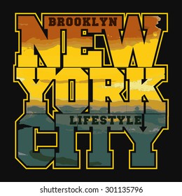 Fashion Typography label. New York Sport T-shirt Design, no gradient and transparency - vector illustration 