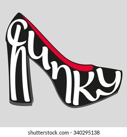 Fashion typography, shoe typography, shoes typography, chunky platform heels typography, fashion calligraphy, fashion history, shoe history, shoe types, shoe typology, fashion encyclopedia.