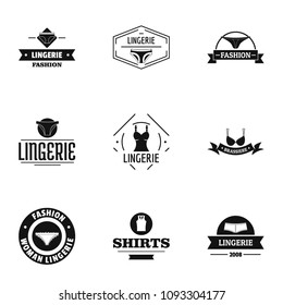 Fashion underwear logo set. Simple set of 9 fashion underwear vector logo for web isolated on white background